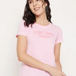 Mast & Harbour Typography Printed Pure Cotton T-shirt image 1