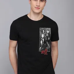 Free Authority Men Black Naruto Printed Pure Cotton T-shirt-image-98