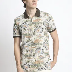 THE BEAR HOUSE Men's Cotton Floral Regular Fit Polo Collar Tshirt-picture-28