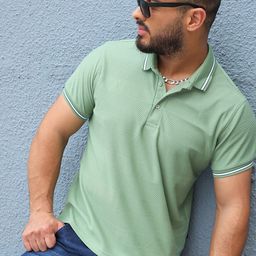 Instafab Plus Polo Collar Cotton Knitted T-shirt-picture-42
