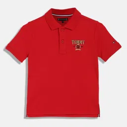 Tommy Hilfiger Boys Typography Printed Polo Collar Cotton T-shirt-picture-20