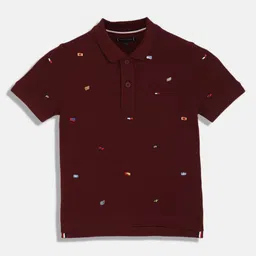Tommy Hilfiger Boys Conversational Printed Polo Collar Cotton T-shirt-picture-35