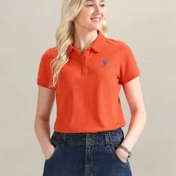U.S. Polo Assn. Women Embroidered Polo Collar T-shirt-picture-28