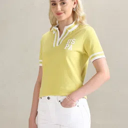 U.S. Polo Assn. Women Polo Collar Applique T-shirt-picture-29
