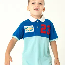 Cherry Crumble Kids Blue Colourblocked Polo Collar T-shirt-picture-46