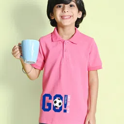 NUSYL Boys Pink & Blue Typography Printed Polo Collar T-shirt-picture-16