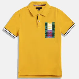 Tommy Hilfiger Boys Yellow Printed Polo Collar T-shirt image 1