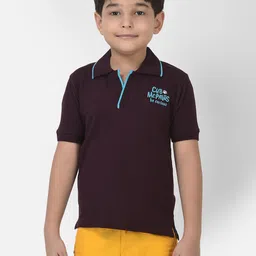 Cub McPaws Boys Burgundy Solid Polo Collar T-shirt-picture-24