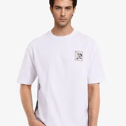 RARE RABBIT Men Solid Printed Round Neck Cotton Oversized T-Shirt-picture-24