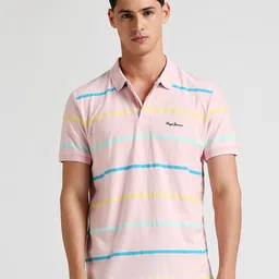 Pepe Jeans Striped Polo Collar Pure Cotton T-shirt-picture-43