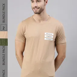 Joven Pack of 2 Pure Cotton Round Neck T-Shirts-picture-38