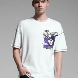 Jack & Jones Men Typography Printed Round Neck Cotton Oversized Mickey Mouse T-shirt-picture-33