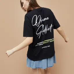Ginger by Lifestyle Women Graphic Printed Round Neck Cotton Oversized T-shirt-picture-18