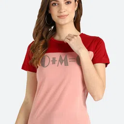 shashvi Women Peach-Coloured Typography T-shirt-image-95