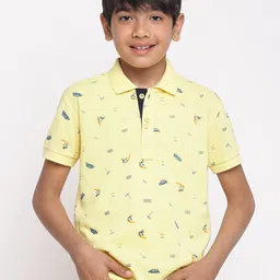 Lil Tomatoes Boys Printed Polo Collar Cotton T-shirts-picture-55