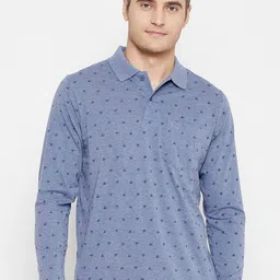 Camey Micro Ditsy Printed Polo Collar Relaxed Fit Cotton T-shirt-image-53