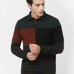 Kalt Colourblocked Polo Collar Cotton Casual T-shirt-picture-20