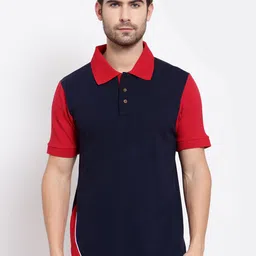 Kalt Men Navy Blue & Red Polo Collar T-shirt-picture-17