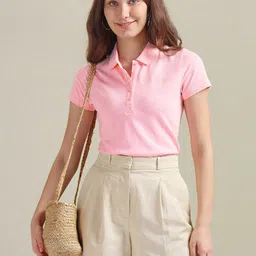 U.S. Polo Assn. Women Polo Collar Short Sleeves T-shirt-image-61