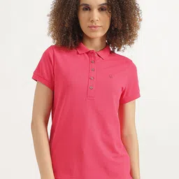United Colors of Benetton Women Solid Polo Collar Cotton T-shirt-picture-40