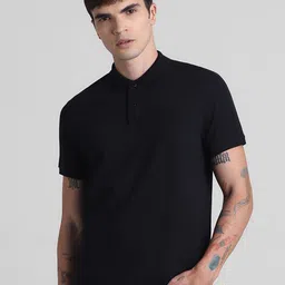 Jack & Jones Men Solid Polo Collar Cotton T-shirt image 1