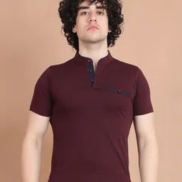 berry blues Half Sleeve Mandarin Collar Cotton T-shirt-picture-54