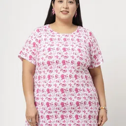 plusS Women Floral Printed Mandarin Collar Pockets T-shirt-picture-31