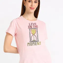 shashvi Women Pink Printed Embellished Round Neck T-shirt-picture-29