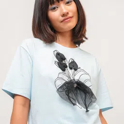 Street By Tokyo Talkies Women Graphic Printed Round Neck Applique T-shirt-picture-23