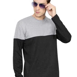 Fleximaa Men Grey & Charcoal Colourblocked Cotton T-shirt-picture-30