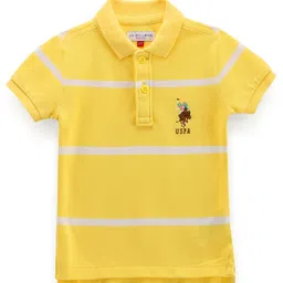 U.S. Polo Assn. Kids Boys Striped Polo Collar Pure Cotton T-shirt-picture-17