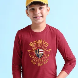u.s. polo assn. kids U S Polo Assn Kids Boys Maroon Varsity Embroidered Pure Cotton T-shirt-picture-36
