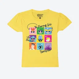 YK Warner Bros Girls Powerpuff Girls Printed Puff Sleeves Pure Cotton T-shirt-picture-38