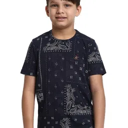 Beverly Hills Polo Club Boys Ethnic Print Round Neck Short Sleeves Pure Cotton T-shirt-picture-26