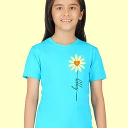 NUSYL Girls Floral Printed Round Neck T-shirt-picture-12