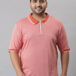 Instafab Plus Men Pink Cotton Polo Collar T-shirt-picture-35