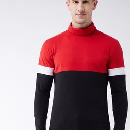 GRITSTONES Men Red Colourblocked High Neck Pockets Outdoor T-shirt-image-15
