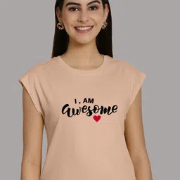 Friskers Typography Printed Round Neck Extended Sleeves Pure Cotton Tshirt-image-66