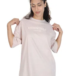 ZU Printed Round Neck Drop-Shoulder Sleeves Cotton Oversized T-shirt-image-49