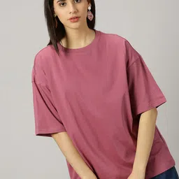 THE HOLLANDER Round Neck Drop-Shoulder Sleeves Pure Cotton Oversized T-shirt-image-57