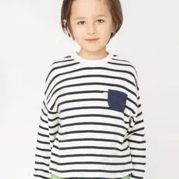 LULU & SKY Boys Striped Drop-Shoulder Sleeves Pockets T-shirt-picture-20