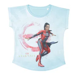 Marvel by Wear Your Mind Girls Blue Printed Extended Sleeves T-shirt-picture-21