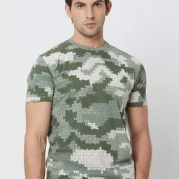Mufti Slim Fit Abstract Printed Cotton Casual T-shirt-picture-10