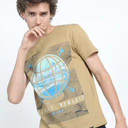HIGHLANDER Men Olive Green Printed Pockets Slim Fit T-shirt-picture-21