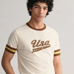 GANT Round Neck Typography Printed Varsity Cotton T-Shirt-picture-49