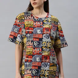 Rodzen Women Printed Loose Cotton T-shirt-image-10