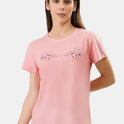 Amante Women Pink Lounge Cotton T-shirt-image-78
