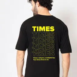 Imsa Moda Typography Printed Drop Shoulder Sleeves Cotton Oversized Longline T-shirt image 1