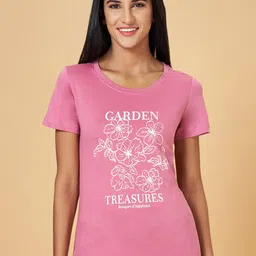 Honey by Pantaloons Floral Printed Short Sleeves Cotton T-shirt-image-90