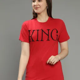 NUEVOSDAMAS Typography Printed Cotton T-shirt-image-63